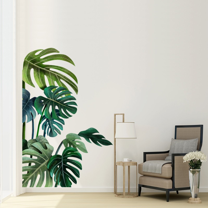 Stiker Dinding Daun Hijau Nord - Pvc Panel Background ulasan dan harga